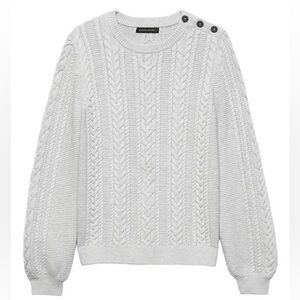 Banana Republic XXS Gray Crew Neck Cable Knit Sweater